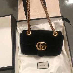 Authentic Gucci GG Marmont velvet mini black bag